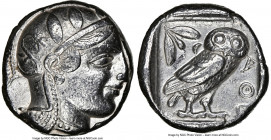 ATTICA. Athens. Ca. 455-440 BC. AR tetradrachm (24mm, 17.15 gm, 1h). NGC Choice VF 4/5 - 3/5. Early transitional issue. Head of Athena right, wearing ...