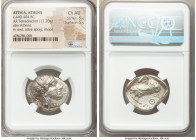 ATTICA. Athens. Ca. 440-404 BC. AR tetradrachm (26mm, 17.20 gm, 12h). NGC Choice AU 5/5 - 5/5. Mid-mass coinage issue. Head of Athena right, wearing e...