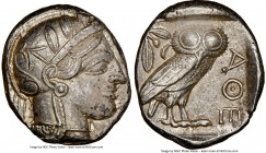 ATTICA. Athens. Ca. 440-404 BC. AR tetradrachm (25mm, 17.17 gm, 1h). NGC Choice AU 5/5 - 3/5. Mid-mass coinage issue. Head of Athena right, wearing ea...