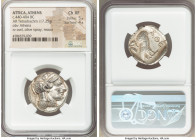ATTICA. Athens. Ca. 440-404 BC. AR tetradrachm (24mm, 17.25 gm, 5h). NGC Choice XF 5/5 - 4/5. Mid-mass coinage issue. Head of Athena right, wearing ea...