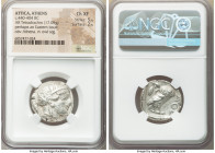 ATTICA. Athens. Ca. 440-404 BC. AR tetradrachm (24mm, 17.05 gm, 1h). NGC Choice XF 5/5 - 2/5. Mid-mass coinage issue. Head of Athena right, wearing ea...
