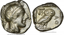 ATTICA. Athens. Ca. 440-404 BC. AR tetradrachm (24mm, 17.17 gm, 3h). NGC XF 4/5 - 4/5. Mid-mass coinage issue. Head of Athena right, wearing earring, ...