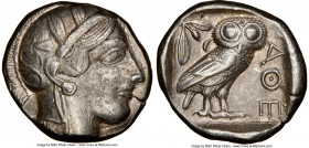 ATTICA. Athens. Ca. 440-404 BC. AR tetradrachm (24mm, 17.15 gm, 4h). NGC Choice VF 5/5 - 4/5. Mid-mass coinage issue. Head of Athena right, wearing ea...