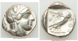 ATTICA. Athens. Ca. 440-404 BC. AR tetradrachm (25mm, 17.18 gm, 5h). VF, scratches, graffiti. Mid-mass coinage issue. Head of Athena right, wearing ea...