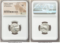 ATTICA. Athens. Ca. 393-294 BC. AR tetradrachm (20mm, 9h). NGC XF. Late mass coinage issue. Head of Athena with eye in true profile right, wearing cre...