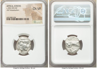 ATTICA. Athens. Ca. 393-294 BC. AR tetradrachm (23mm, 8h). NGC Choice VF. Late mass coinage issue. Head of Athena with eye in true profile right, wear...