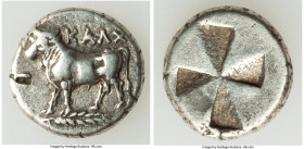 BITHYNIA. Calchedon. Ca. 4th century BC. AR siglos (17mm, 5.30 gm). Choice Fine, punch mark. Persic standard. KAΛX, bull standing left on grain ear po...