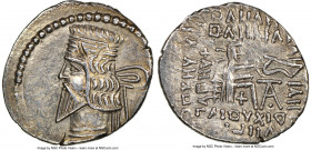 PARTHIAN KINGDOM. Pacorus I (ca. AD 78-120). AR drachm (21mm, 12h). NGC Choice XF, scuff. Ecbatana. Bust of Pacorus left with long pointed beard, wear...