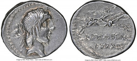 L. Calpurnius Piso Frugi (90 BC). AR denarius (18mm, 6h). NGC Choice VF, adjusted flan. Rome. Laureate head of Apollo right; eagle standing right behi...