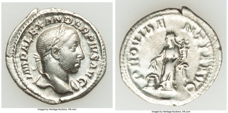 Severus Alexander (AD 222-235). AR denarius (20mm, 2.78 gm, 1h). VF. Rome. IMP A...