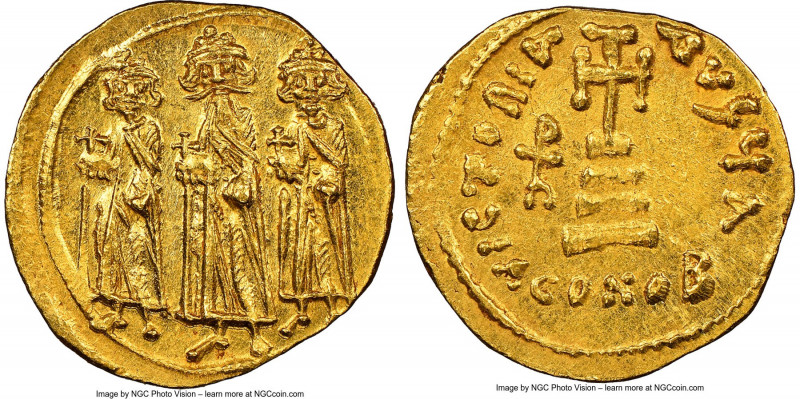 Heraclius (AD 610-641), with Heraclius Constantine and Heraclonas. AV solidus (2...