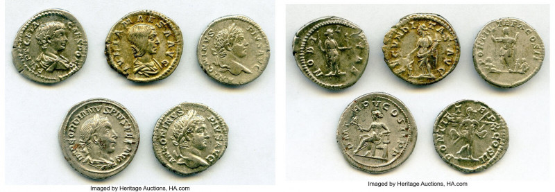 ANCIENT LOTS. Roman Imperial. Lot of five (5) AR denarii. VF-Choice XF. Includes...