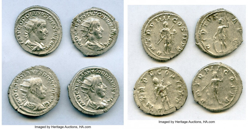 ANCIENT LOTS. Roman Imperial. Gordian III (AD 238-244). Lot of four (4) AR anton...