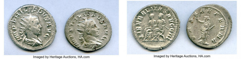 ANCIENT LOTS. Roman Imperial. Philip II, as Augustus (AD 247-249). Lot of two (2...