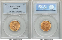 George V gold 5 Dollars 1914 MS61 PCGS, Ottawa mint, KM26. AGW 0.2419 oz. 

HID09801242017

© 2020 Heritage Auctions | All Rights Reserved