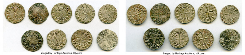 Principality of Antioch 9-Piece Lot of Uncertified Bohemond Era "Helmet" Deniers...