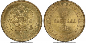 Russian Duchy. Nicholas II gold 20 Markkaa 1912-S MS64 NGC, Helsinki mint, KM9.2. Satin surface, mint bloom. 

HID09801242017

© 2020 Heritage Auc...