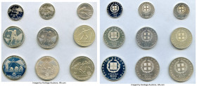 Republic 9-Piece Uncertified silver "Pan-European Games" Set of 100, 250 & 500 Drachmai Issues 1981-1982, Includes (3) 100 Drachmai KM125, KM135 UNC a...