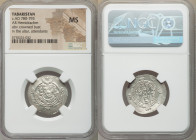 Abbasid Governors of Tabaristan. Anonymous Hemidrachm Uncertain Date MS NGC, Tabaristan mint, A-73. Anonymous type with Afzut in front of bust in plac...