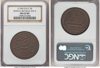 Roman Republic 2 Baiocchi Year 6 (1798)-TM MS63 Brown NGC, KM5. One year type. Chocolate brown with and fully struck. 

HID09801242017

© 2020 Her...