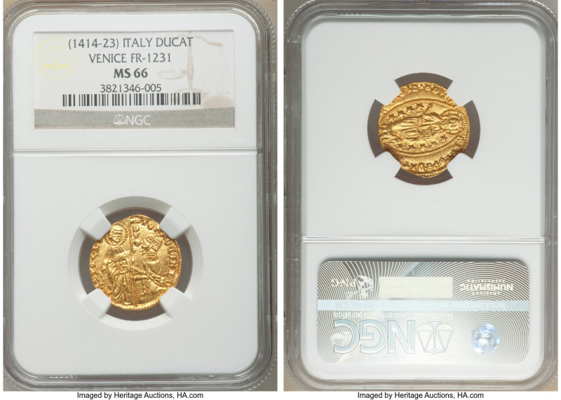 Venice. Tomaso Mocenigo gold Ducat ND (1414-1423) MS66 NGC, Fr-1231. TOM • MOCЄN...