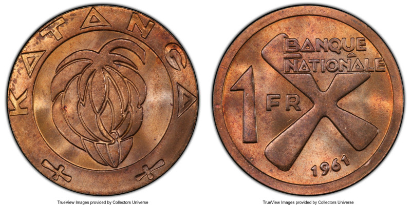 Republic Specimen Franc 1961 SP65 Red and Brown PCGS, KM1. Ex. Kings Norton Mint...