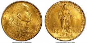 Pius XI gold "Jubilee" 100 Lire 1933-1934 MS64 PCGS, KM19. Jubilee issue. AGW 0.2546 oz. 

HID09801242017

© 2020 Heritage Auctions | All Rights R...