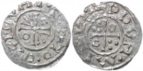 Czechia. Bohemia. Boleslav III 999-1002/3. AR Denar (18mm, 0.69g). Prague mint. +B.OLEZ[_]AVDI, cross with two arrowhead in opposing angles and two an...