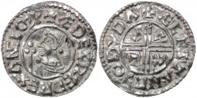 England. Aethelred II. 978-1016. AR Penny (20mm, 1.36g, 6h). Crux type (BMC iiia, Hild. C). Bedford mint; moneyer Aelfstan. Struck circa 991-997. + ÆÐ...