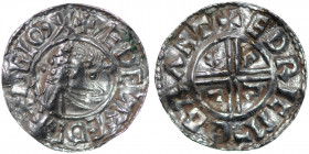 England. Aethelred II. 978-1016. AR Penny (19mm, 1.51 g, 9h). Crux type (BMC iiia, Hild. C). Cambridge mint; moneyer Eadric. Struck circa 991-997. + Æ...