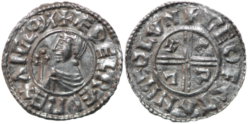 England. Aethelred II 978-1016. AR Penny (20mm, 1.61g, 6h). Crux type (BMC iiia,...