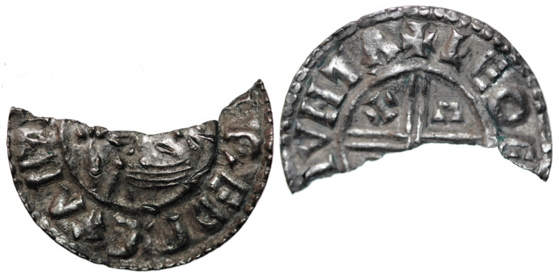 England. Aethelred II 978-1016. AR Half Penny (10mm, 0.68g). Crux type (BMC iiia...