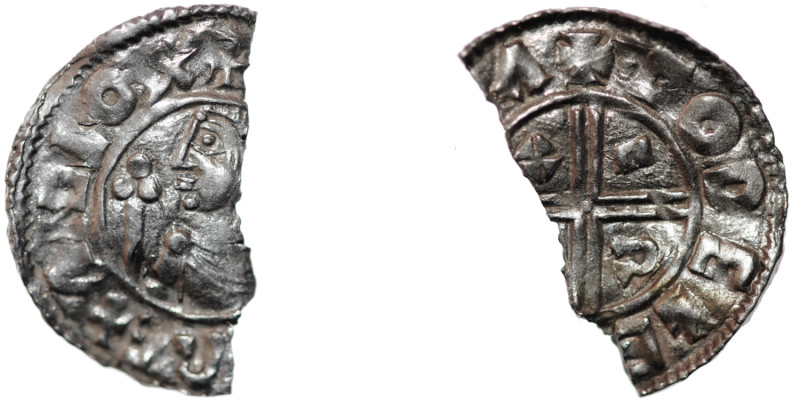 England. Aethelred II 978-1016. AR Half Penny (12mm, 0.65g). Crux type (BMC iiia...