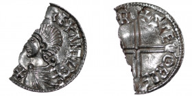 England. Aethelred II. 978-1016. AR Half Penny (13mm, 1.22g). Long Cross type (BMC IVa, Hild. D). York (?) mint; moneyer Styrkarr. Struck circa 997-10...