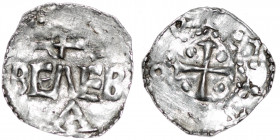 Germany. Archdiocese of Trier. Otto III 983-1002. AR Denar (18mm, 0.90g). Trier mint. ⸫T[__]O R[EX], cross pellets in each angle / B / [T]REVE[R] / A,...
