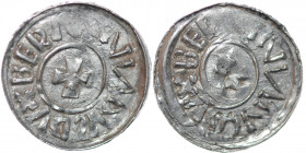 Germany. Duchy of Saxony. Bernhard I 973-1011. AR Denar (19mm, 1.31g). Bardowick (or Lüneburg or Jever?) mint. BERNHARDVX, small cross pattee / BERNHA...