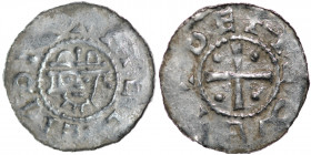 Germany. Saxony. Hermann 1059-1086. AR Denar (19mm, 0.81g). Jever mint. +HEREMON, crowned head facing / Cross with pellet in each angle. Dbg. 597; Klu...