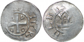 Germany. Duchy of Saxony. Goslar area. Otto III 983-1002. AR Denar (16mm, 1.39g). [D]I GR[A + REX], cross in angels O-D-D-O / [ATIA]HLHT, Λ and ω(?), ...