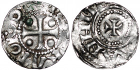 Germany. Saxony. Otto III 983-1002. AR Denar (17mm, 1.45g). Dortmund mint. ODD[OIMPE]RATOR, cross with pellet in each quarter / TH[EROT]MANNI, cross w...