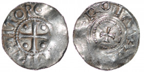 Germany. Duchy of Saxony. Otto III 983-1002. AR Denar (19mm, 1.21g). Dortmund mint. O[DDO IMPE]RATOR, cross with pellets in each angle / [THE]ROTAMA[N...