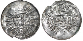 Germany. Archdiocese of Magdeburg. Anonymous. AR Denar (Sachsenpfennig) (22mm, 1.20g). Uncertain mint. Pseudo legends, temple, across II+II, on opposi...