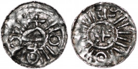 Germany. Archdiocese of Magdeburg. Anonymous. AR obol (Sachsenpfennig) (16mm, 0.76g). Uncertain mint. Pseudo legends, temple, on opposing sides O, and...