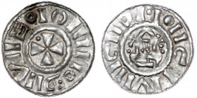 Germany. Archdiocese of Magdeburg. Giselher 981-1004. AR Denar (18mm, 1.28g). Magdeburg mint. Church facade / small cross pattee. Dbg. 643. Very Fine.