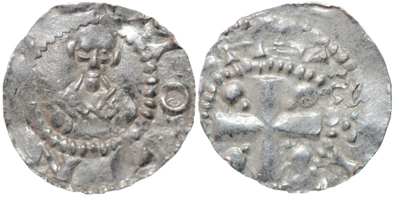 Germany. Mainz. Heinrich II 1002-1024. AR Denar (18.5mm, 1.57g). [+]MOGN[CIA], b...