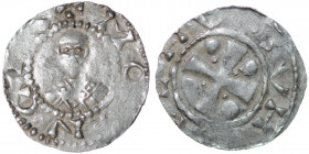 Germany. Mainz. Heinrich II 1002-1024. AR Denar (18mm, 1.56g). +MO[G]NC[IA], bust facing / [__]VH[__]HV, cross with pellets in each angle. Dbg. 802 va...