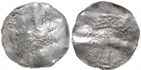 Germany. Speyer. Heinrich III 1039-1056. AR Denar (18.5mm, 0.91g). Speyer mint. Two adjacent busts facing, between scepter / Half-length portrait of C...
