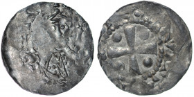 Germany. Speyer. Heinrich III 1039-1056. AR Denar (19mm, 0.88g). Speyer mint. [HEINRICVS REX], crowned bust facing, holding crosier left, right scepte...