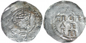 Germany. Swabia. Heinrich II 1002-1024. AR Denar (19.5mm, 1.49g). Strasbourg mint. Crowned head right / [A]RGEN-TIGN[A], cross written in between cros...