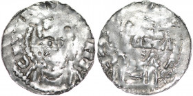 Germany. Swabia. Konrad II 1024-1029. AR Denar (24mm, 1.46g). Strasbourg mint. CHVONR[ADVS] IMP, crowned bust facing / [AR]GE[N]-[T]IGNA, cross writte...