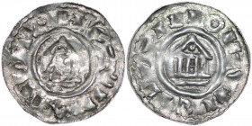 Germany. Swabia. Time of Bishop Werner II 1065-1077. AR Denar (22mm, 0.97g). Strasbourg mint. Head left / Church. Dbg. 1797; Hatz (1965), 5. Very Fine...
